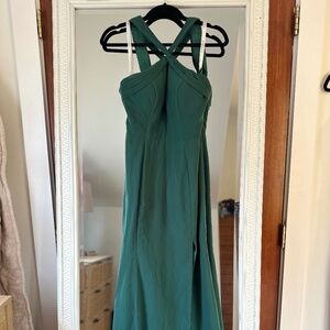 Green Halter Azazie Dress